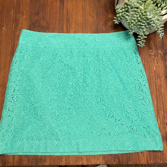 LOFT Dresses & Skirts - LOFT Teal Eyelet Lace Skirt | Size 12